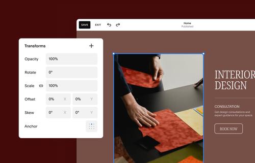 Views showing block transform tools that allow users to quickly switch layouts and restructure website content sections.