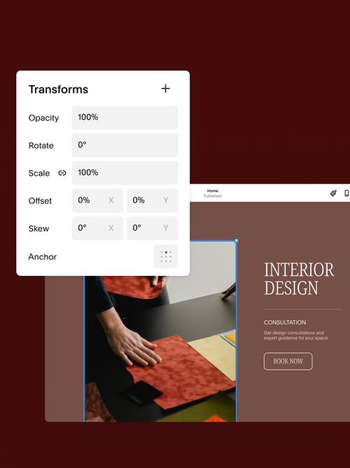 Views showing block transform tools that allow users to quickly switch layouts and restructure website content sections.