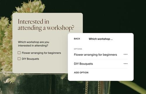 Preview of a form builder where users add automated follow-up questions to collect more detailed customer information.