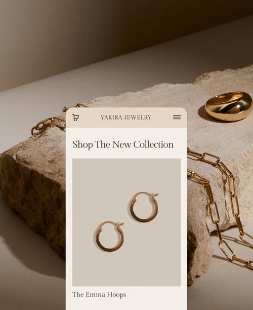 Online store website template from Squarespace showing a custom jewelry shop.