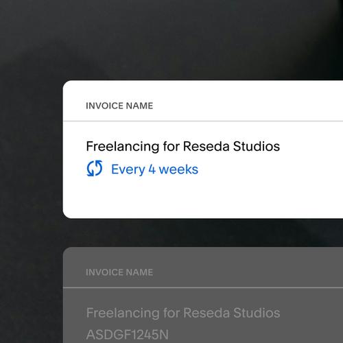 Desktop and mobile screens showcasing recurring invoice setup, allowing businesses to automate billing on a schedule.