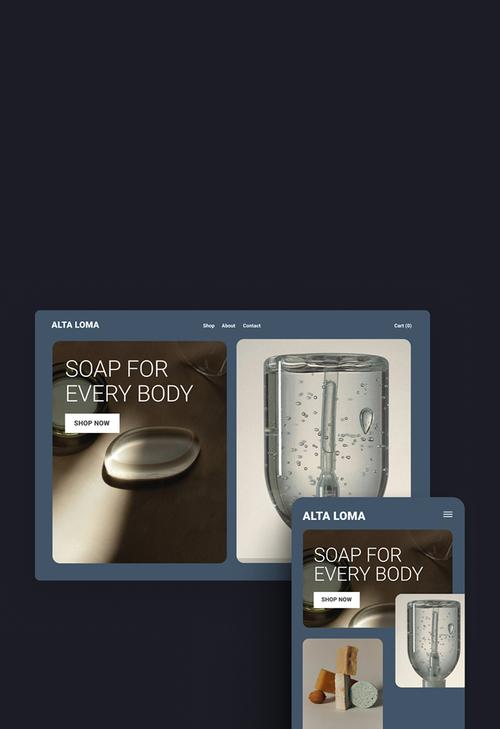 Desktop and Mobile UI for a soap brand