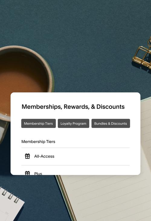 Interface showing membership, rewards, and discount options.